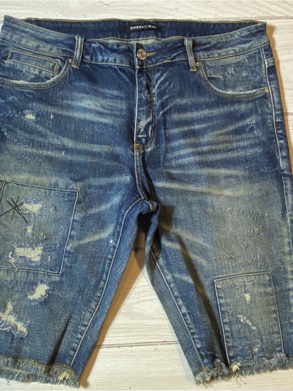 Embellish Brand Men’s Jean Shorts Fringe Hem Size 36